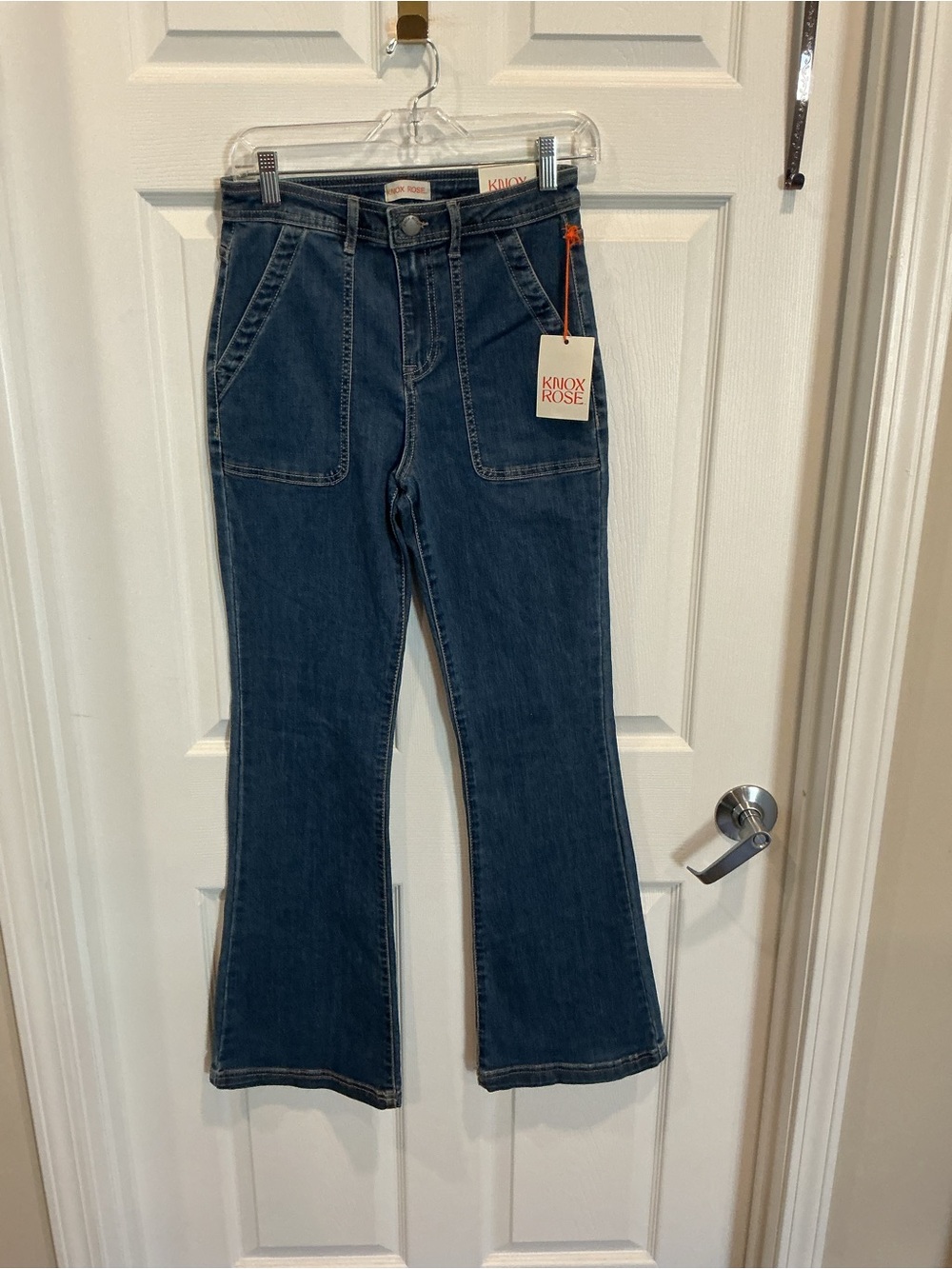 Knox Rose Dark Blue Flare Wide-Leg Jeans